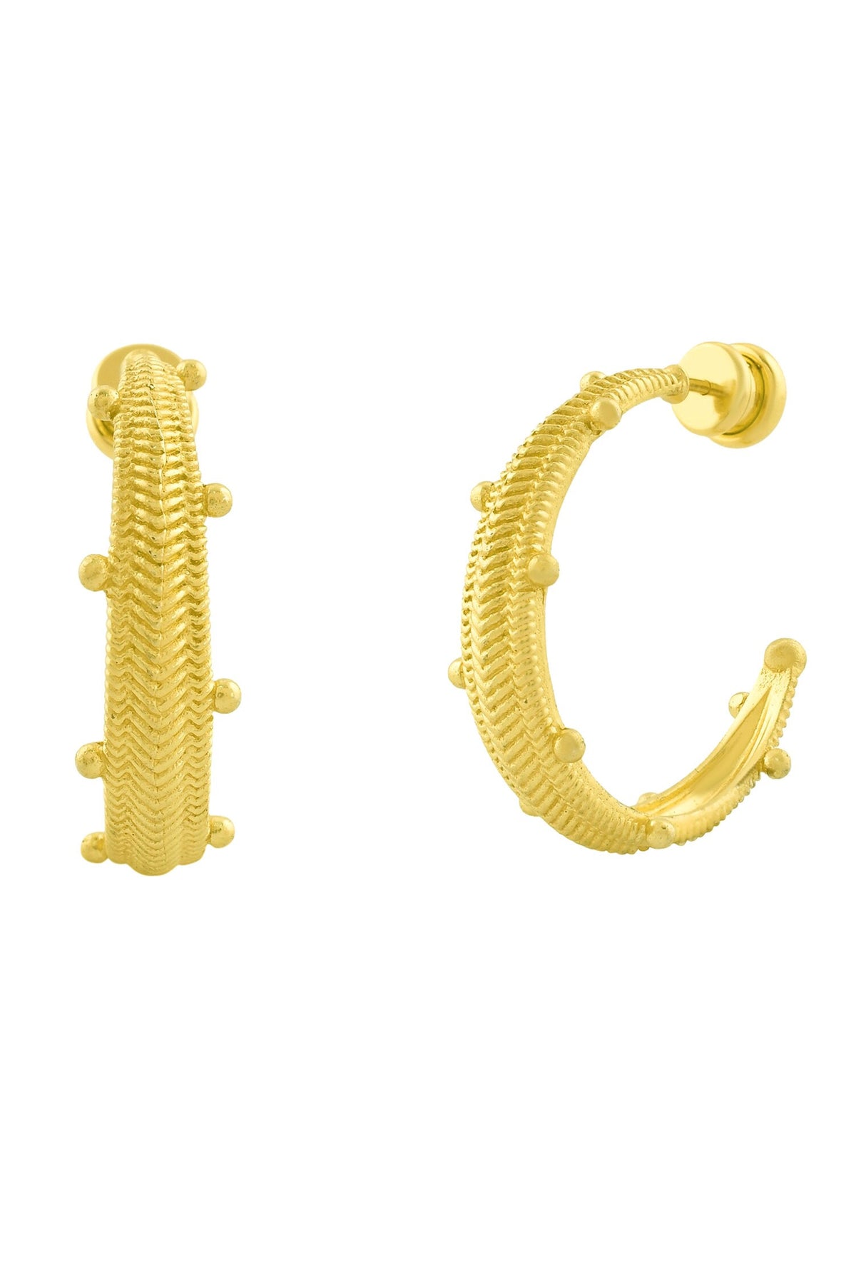 Chunky Chevron Carved Hoops 