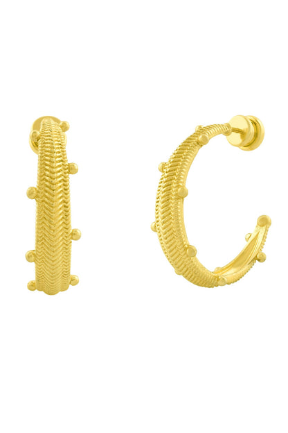 Chunky Chevron Carved Hoops 