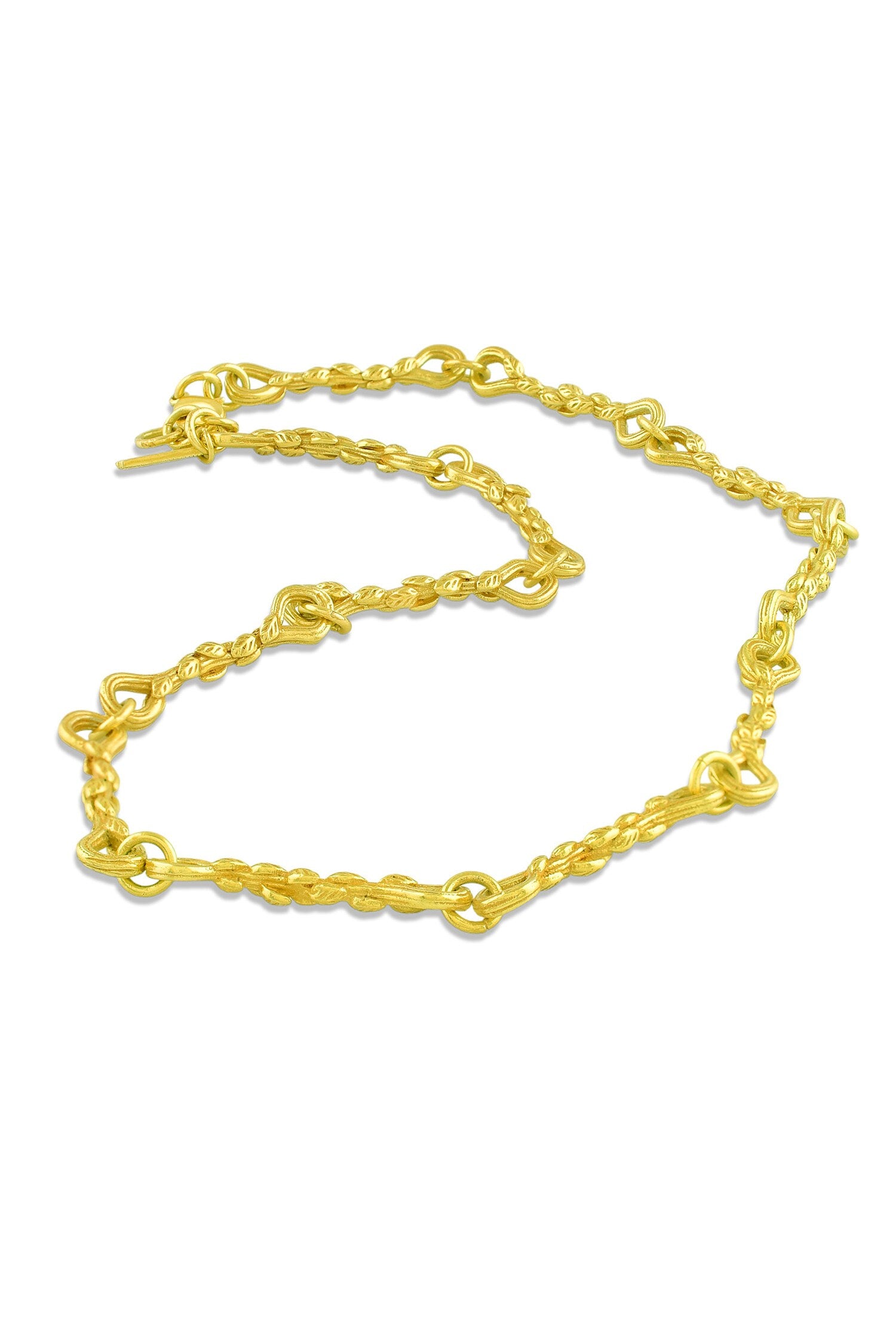 Textured Leaf Link Chain Necklace 
