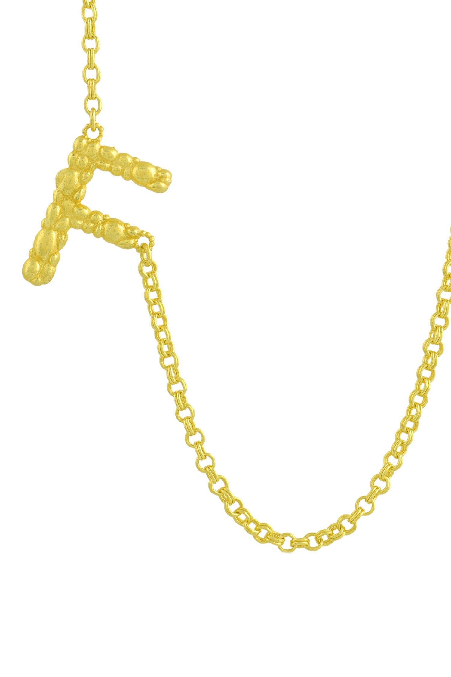 Recycled Bronze F Shaped Charm Pendant Necklace 