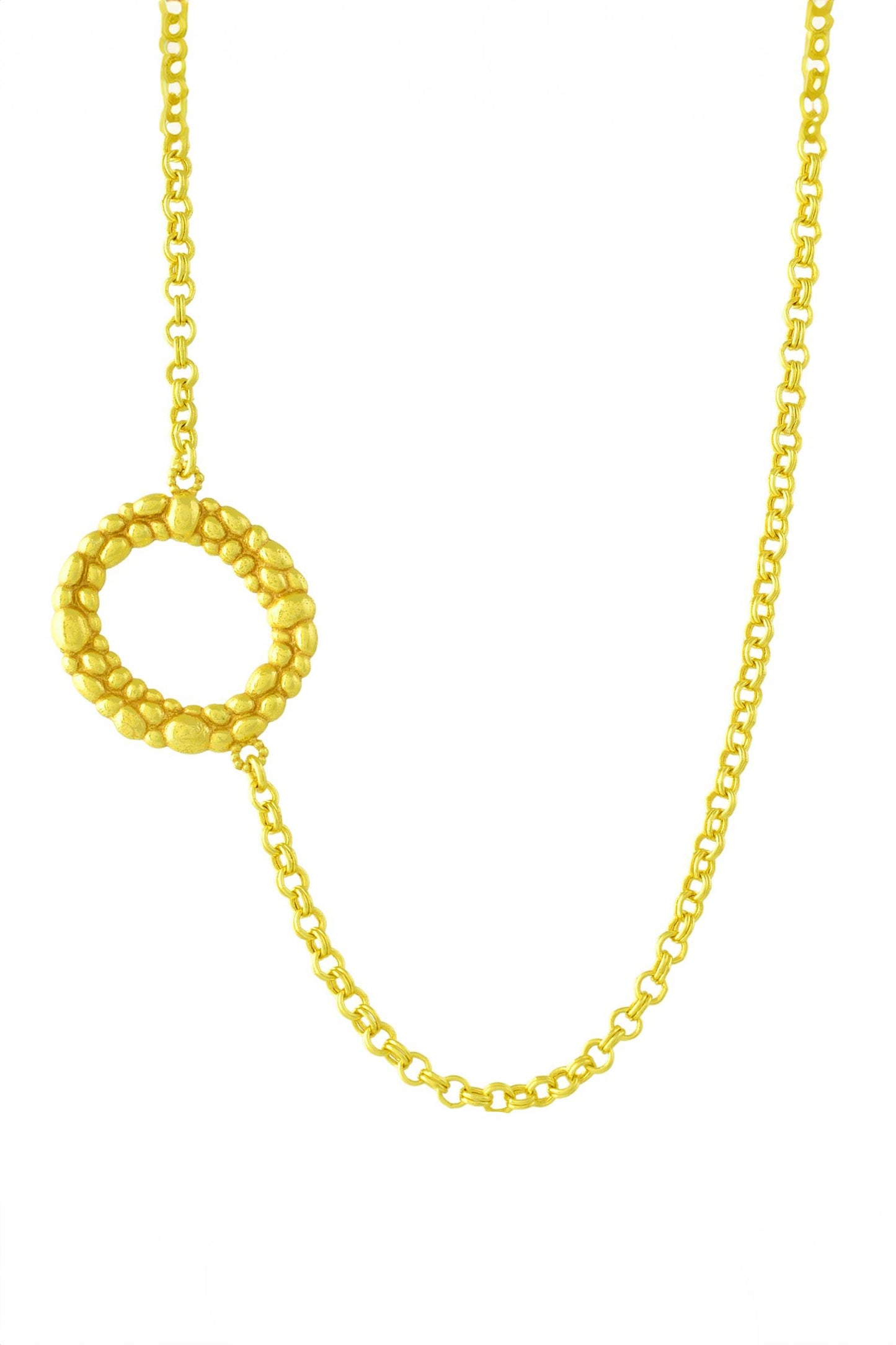 Recycled Bronze O Shaped Charm Pendant Necklace 