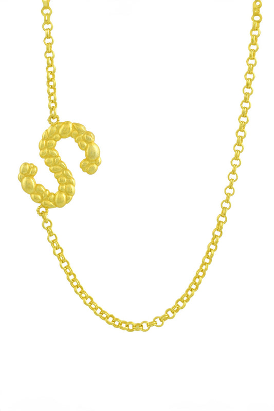 Recycled Bronze S Shaped Charm Pendant Necklace 