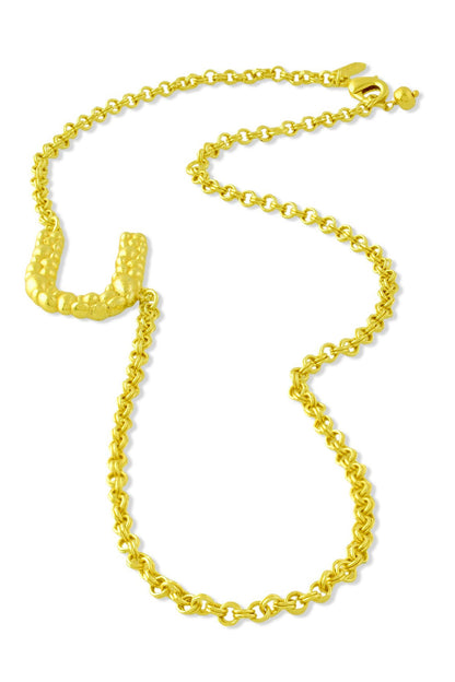 Recycled Bronze U Shaped Charm Pendant Necklace 