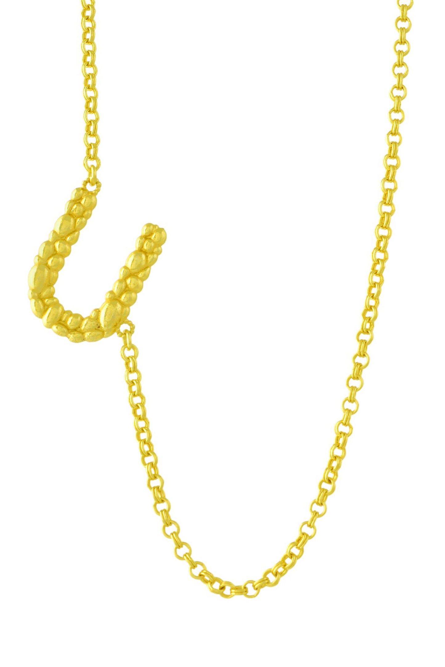 Recycled Bronze U Shaped Charm Pendant Necklace 