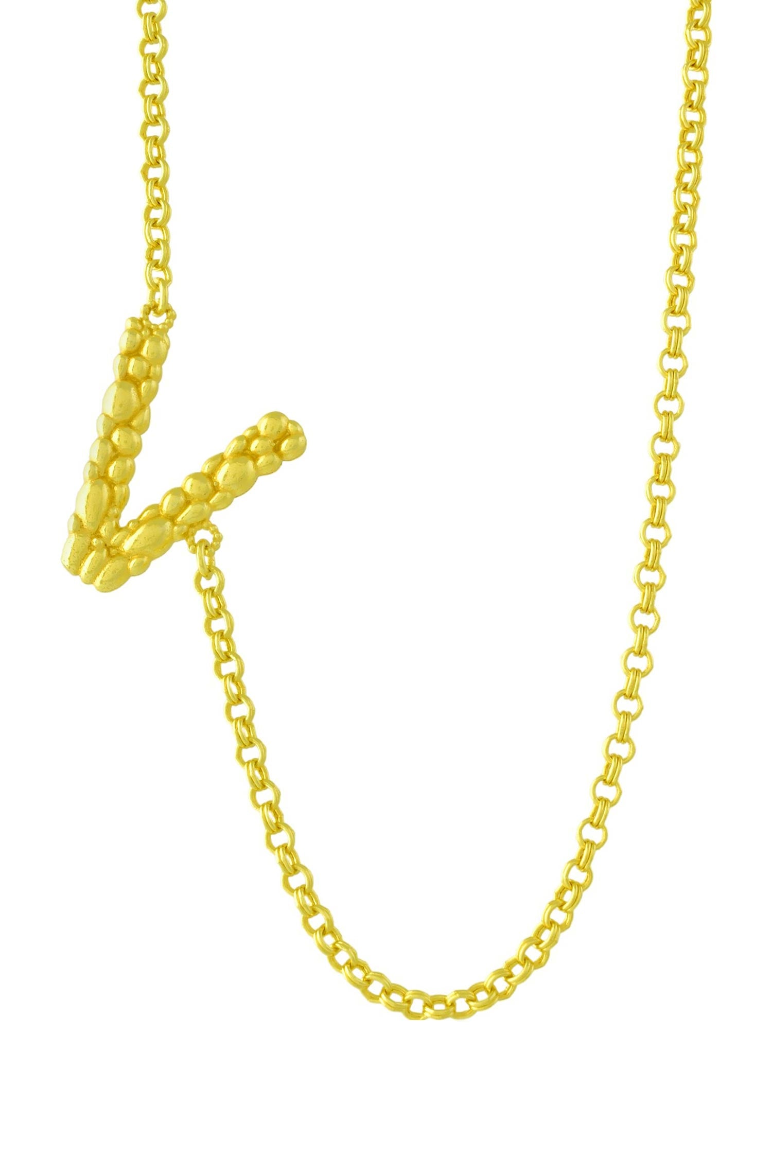 Recycled Bronze V Shaped Charm Pendant Necklace 
