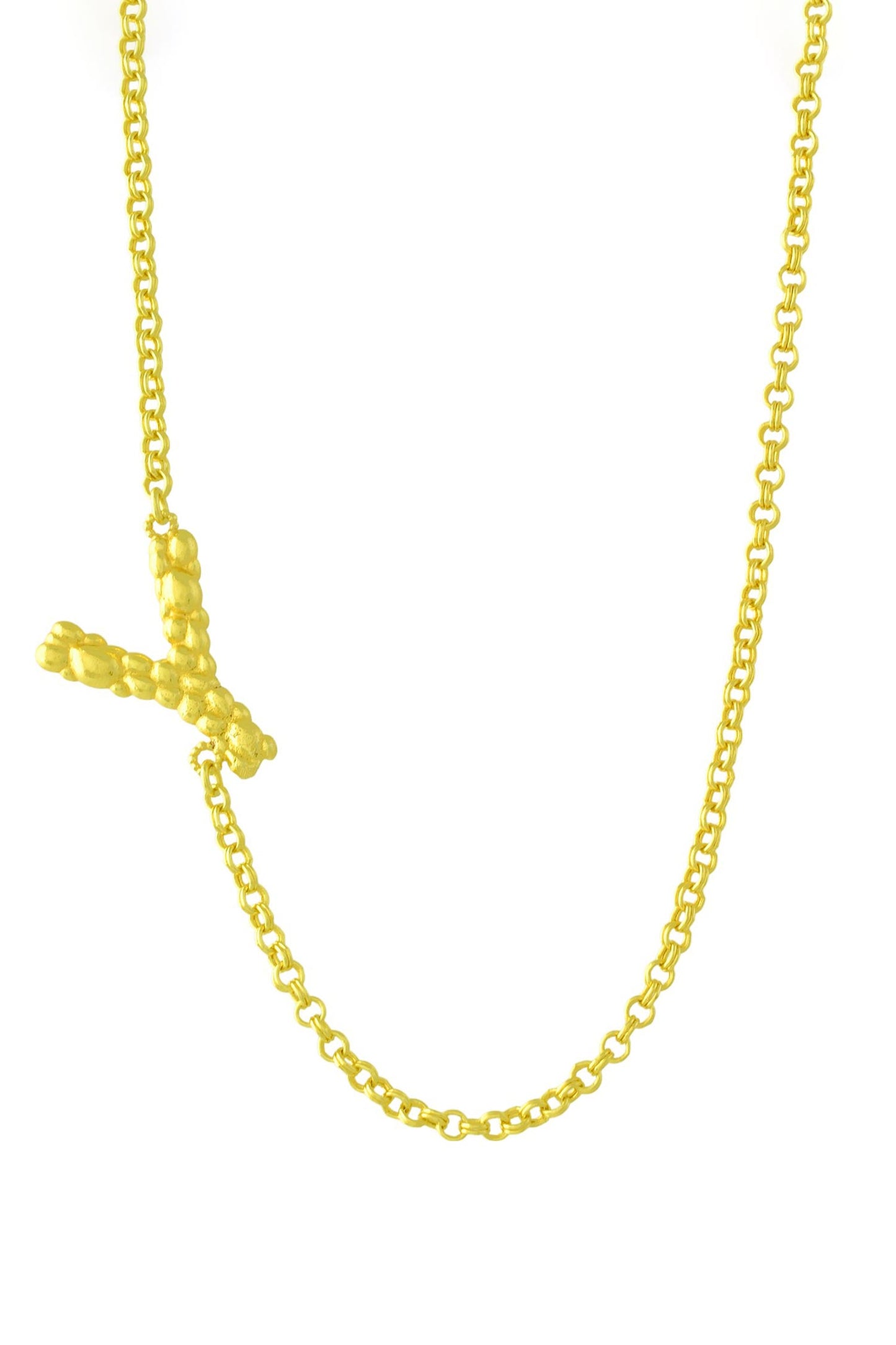Recycled Bronze Y Shaped Charm Pendant Necklace 