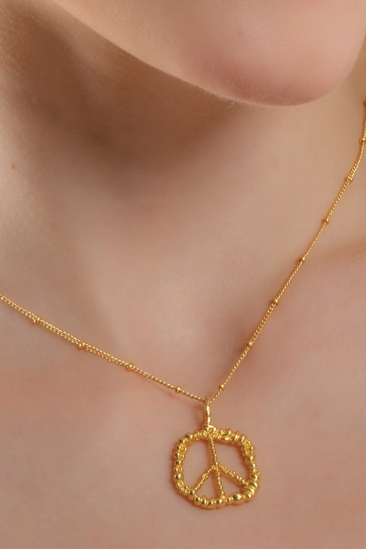 Recycled Bronze Peace Shaped Charm Pendant Necklace 
