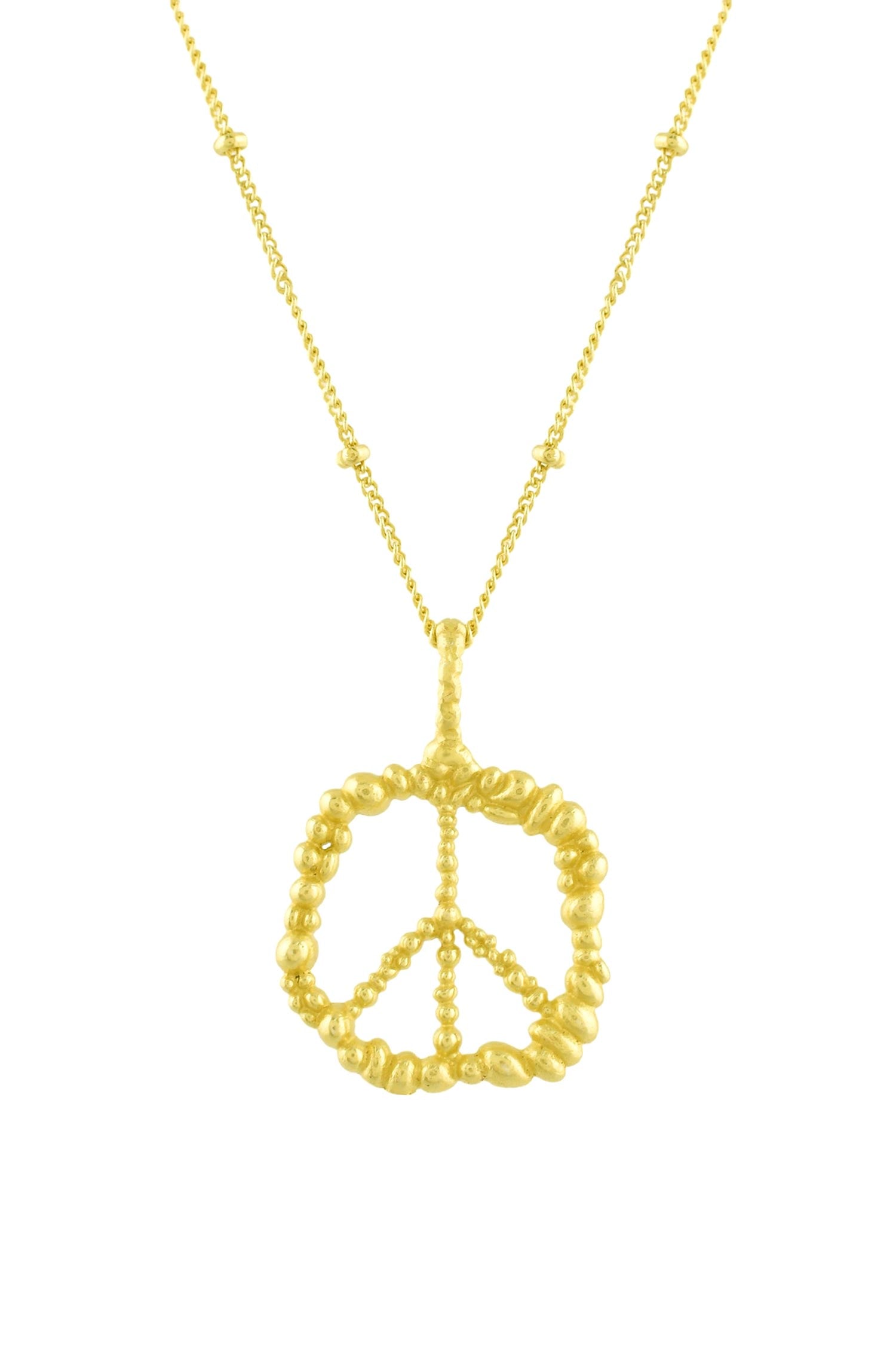 Recycled Bronze Peace Shaped Charm Pendant Necklace 