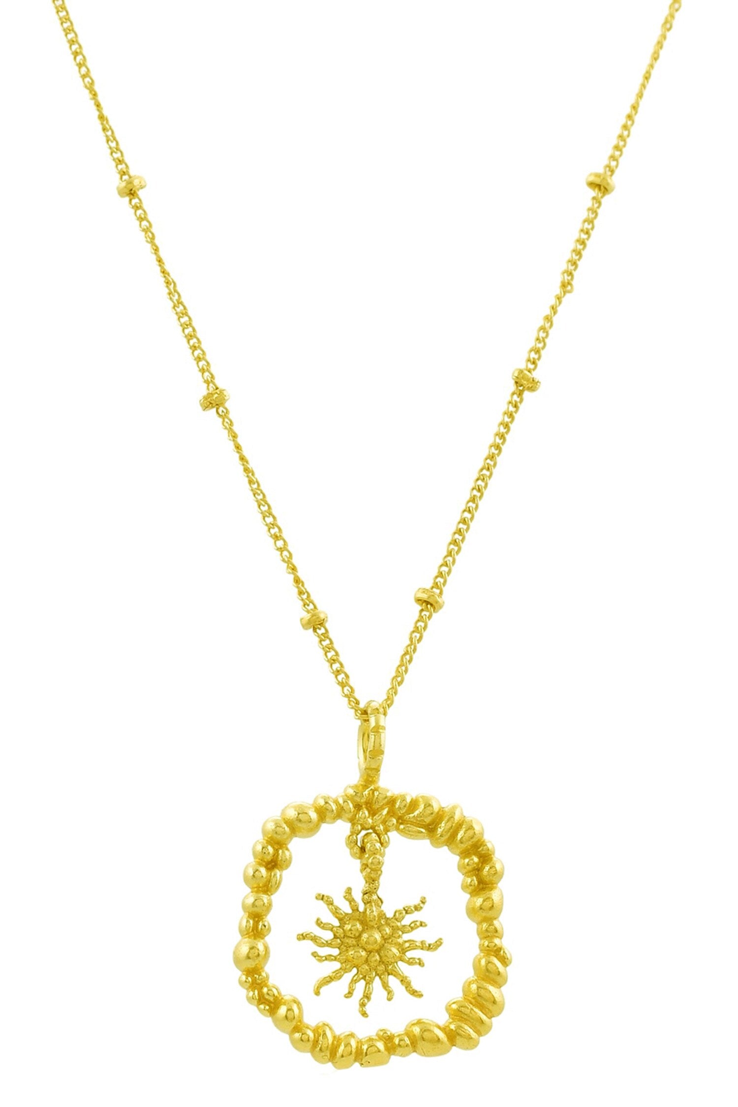 Recycled Bronze Sun Burst Shaped Charm Pendant Necklace 