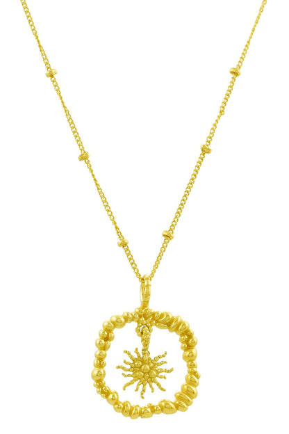 Recycled Bronze Sun Burst Shaped Charm Pendant Necklace 