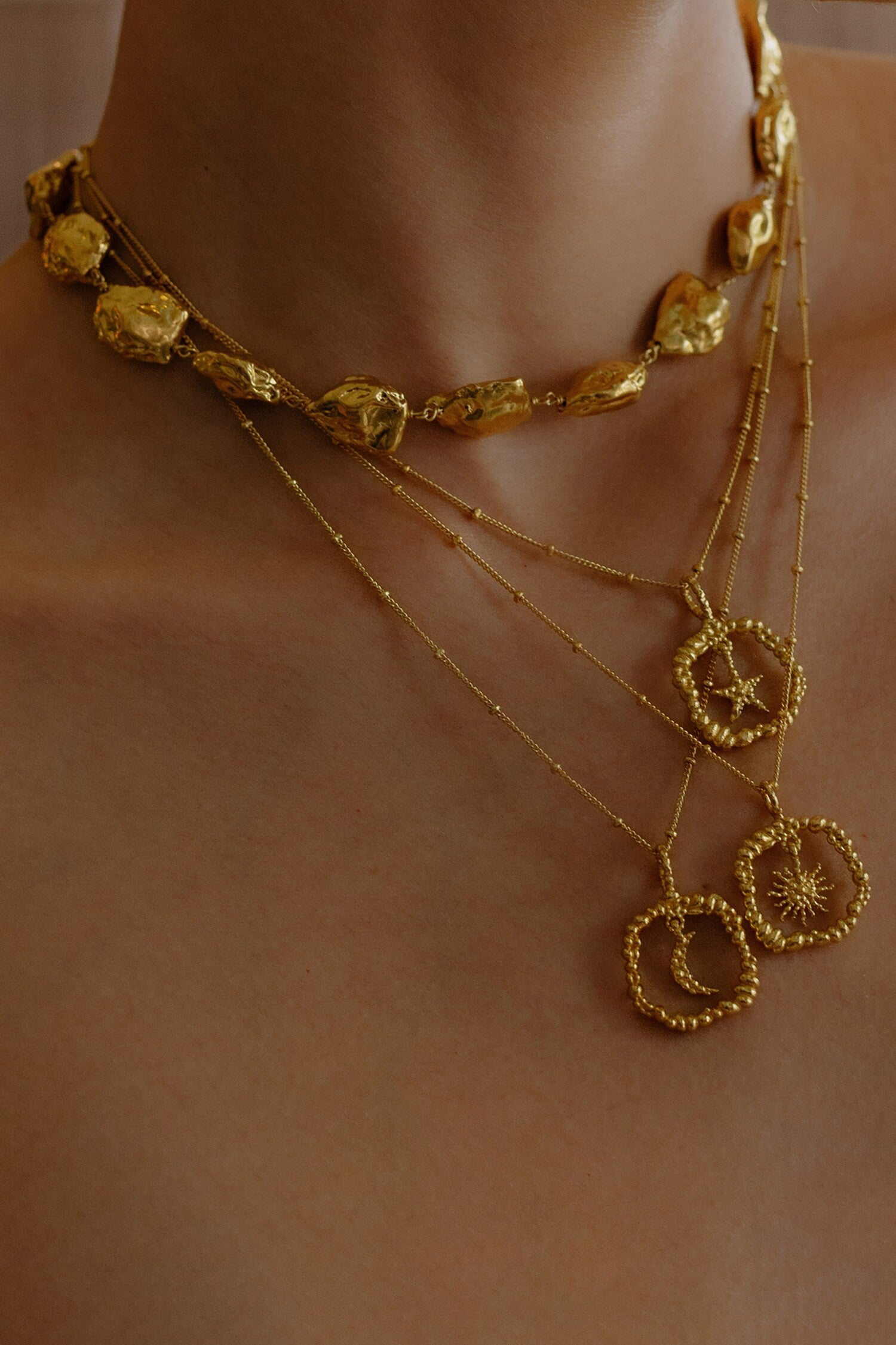 Recycled Bronze Sun Burst Shaped Charm Pendant Necklace 