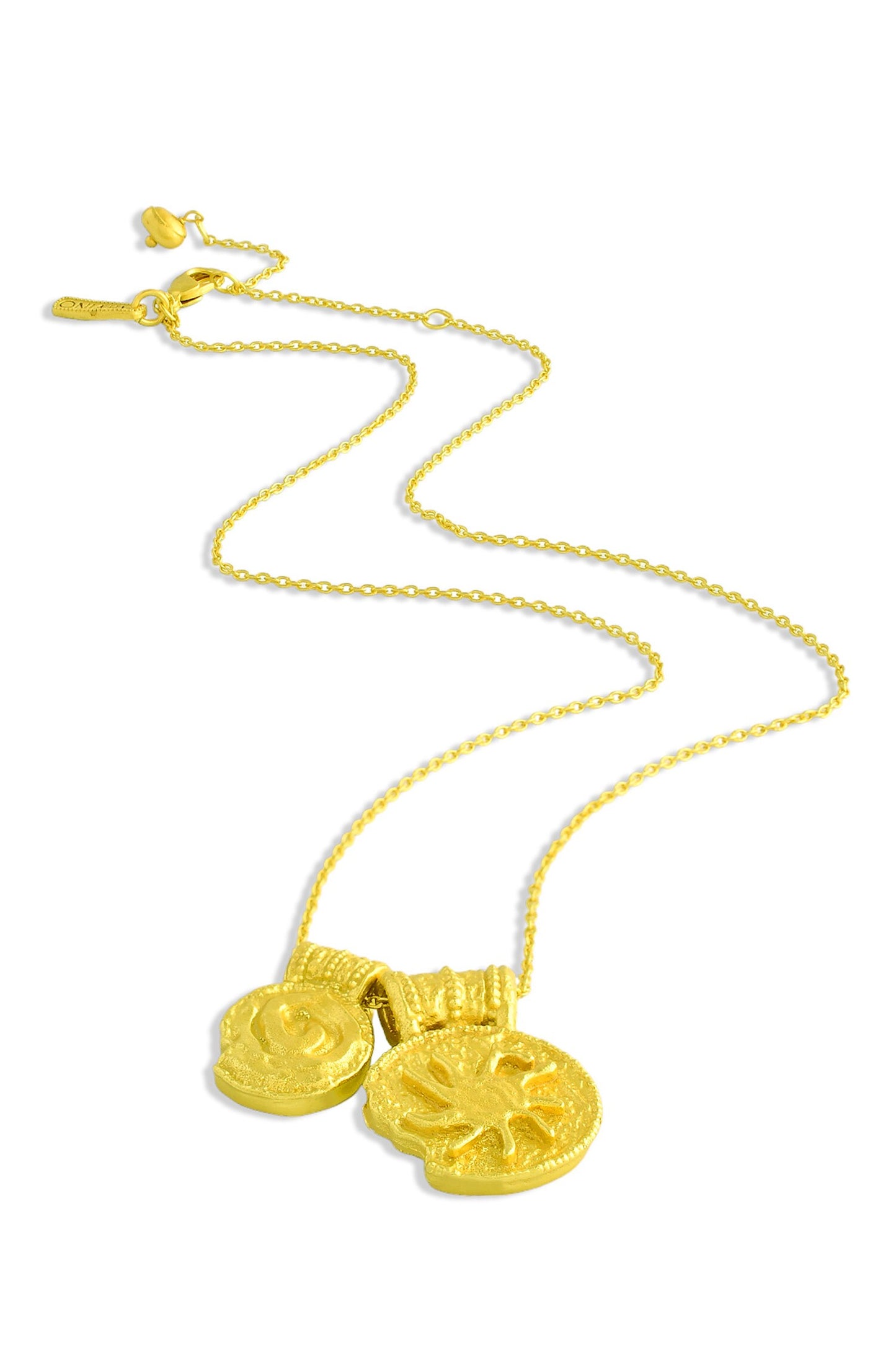 Recycled Bronze Uneven Textured Charms Pendant Necklace 
