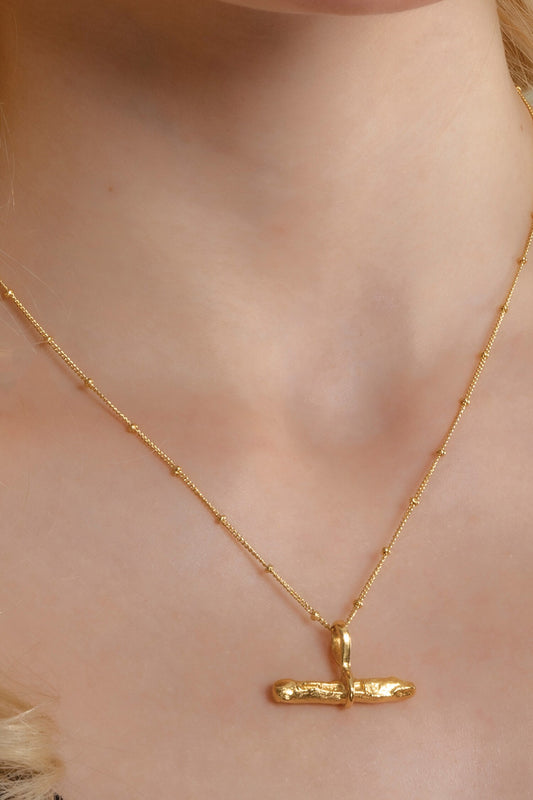 Recycled Bronze Cylindrical Bar Charm Pendant Necklace 