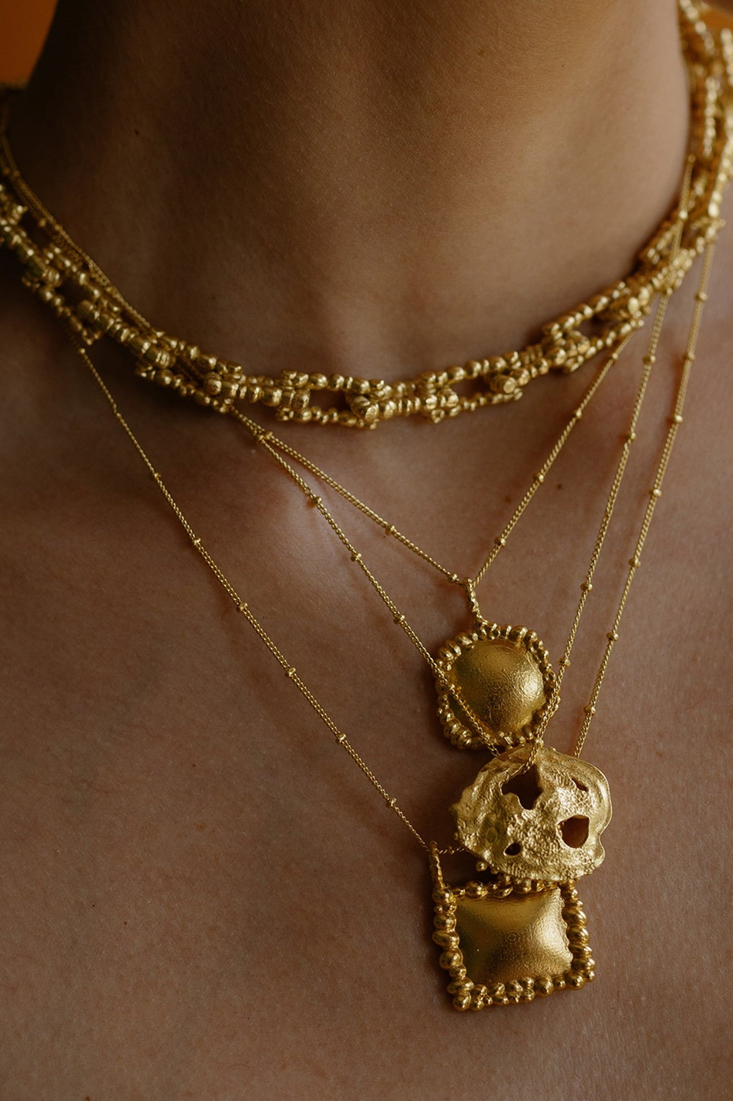 Recycled Bronze Dotted Link Chain Necklace 