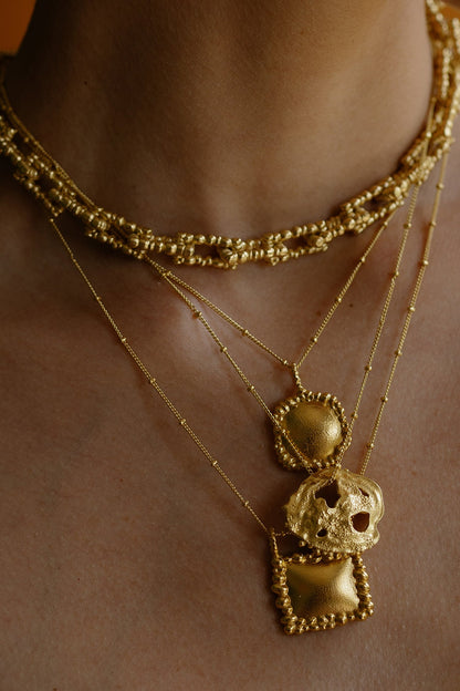 Recycled Bronze Dotted Link Chain Necklace 