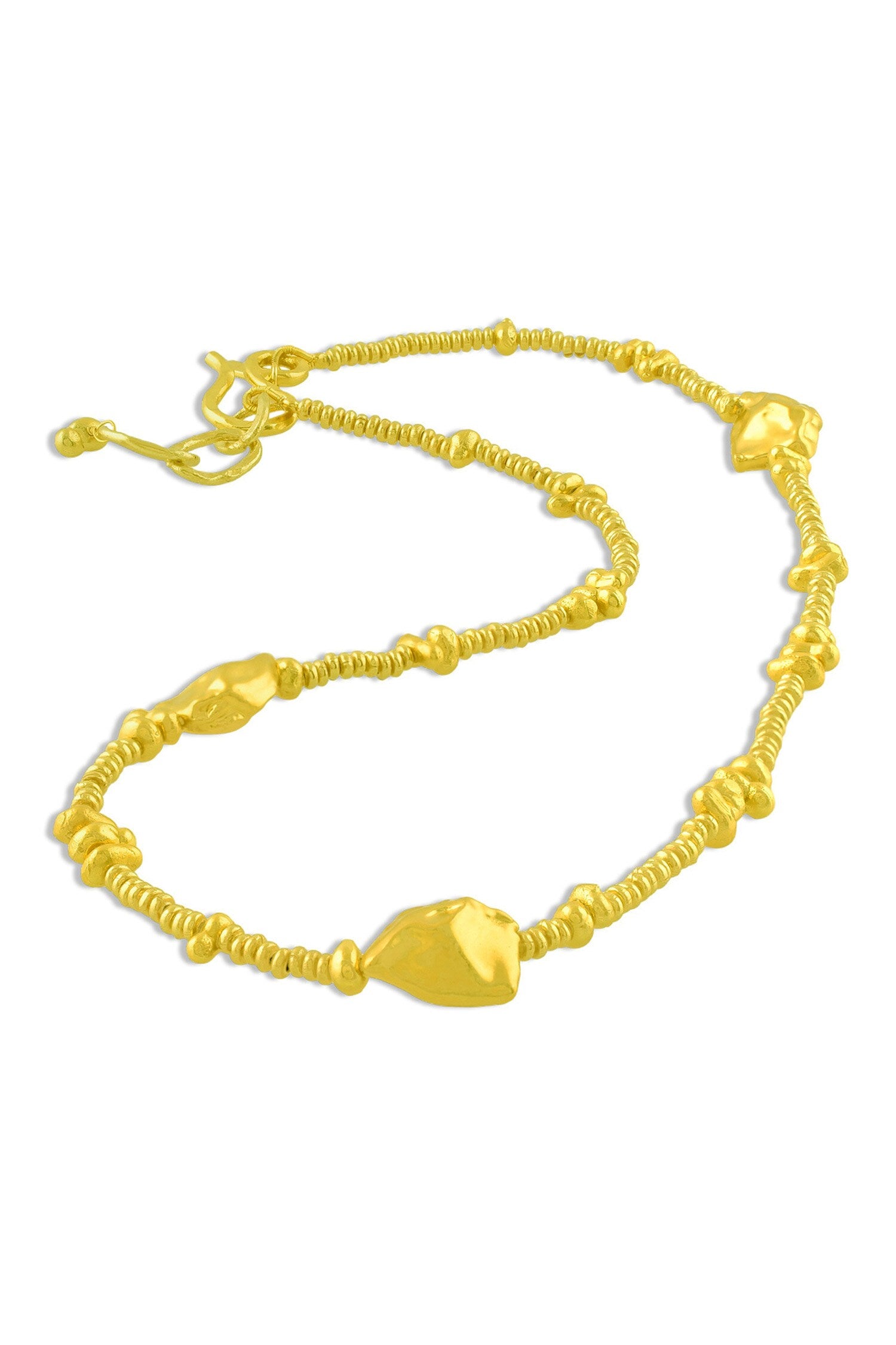 Recycled Bronze Molten Nugget Station Chain Necklace 