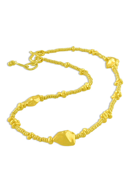 Recycled Bronze Molten Nugget Station Chain Necklace 