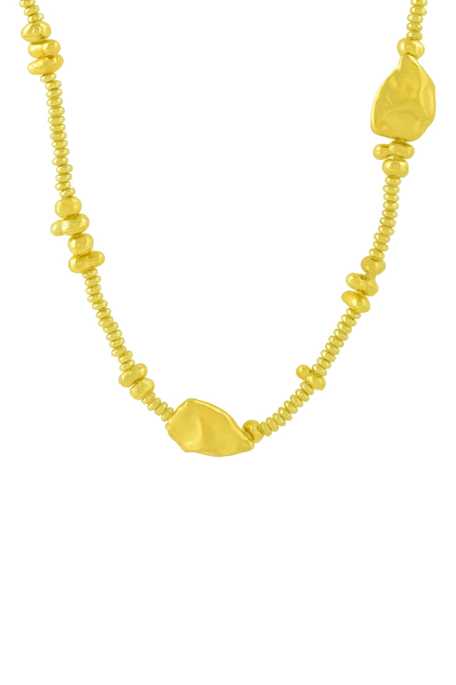 Recycled Bronze Molten Nugget Station Chain Necklace 