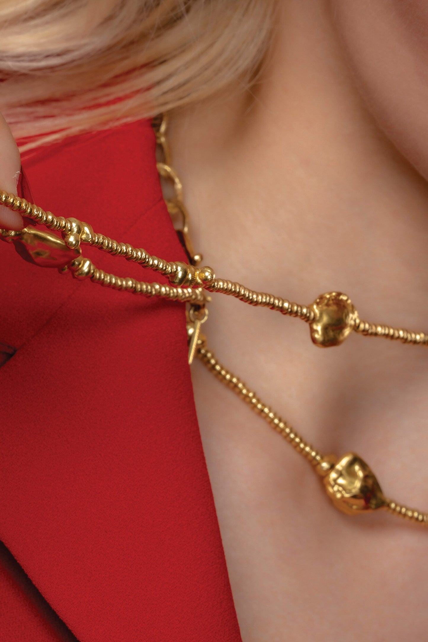 Recycled Bronze Molten Nugget Station Chain Necklace 