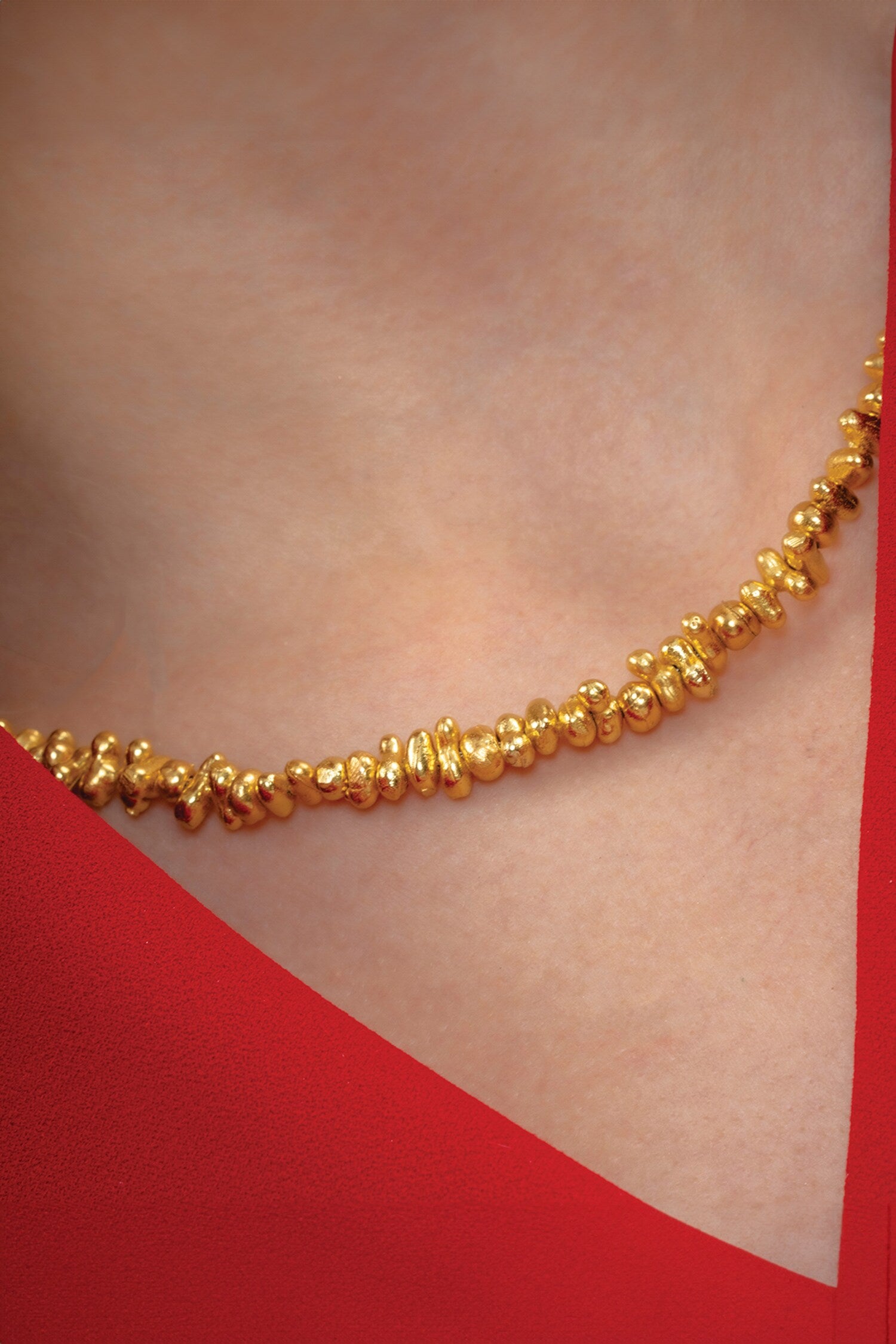 Recycled Bronze Molten Beaded Chain Necklace 