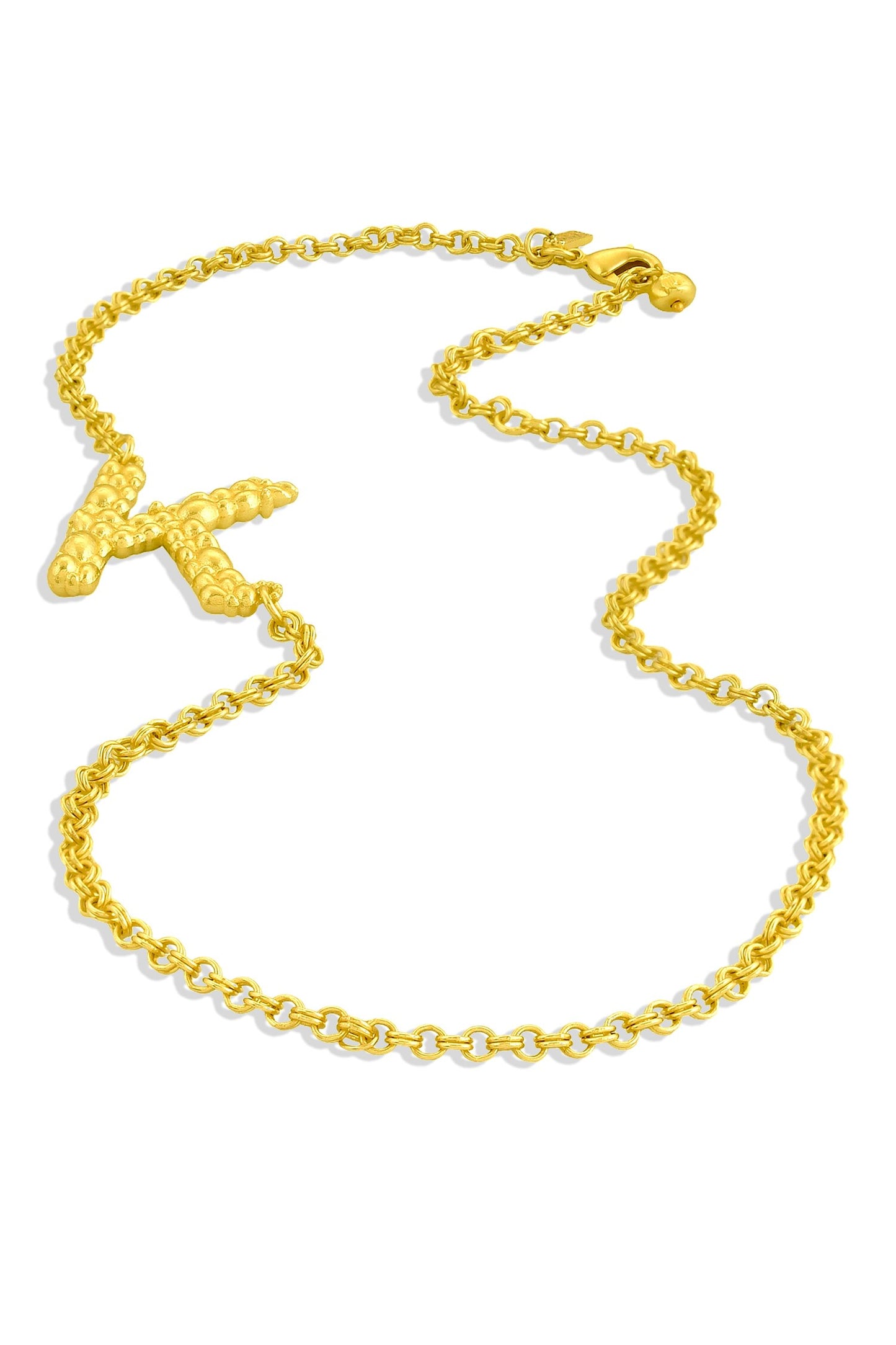 Recycled Bronze K Shaped Charm Pendant Necklace 