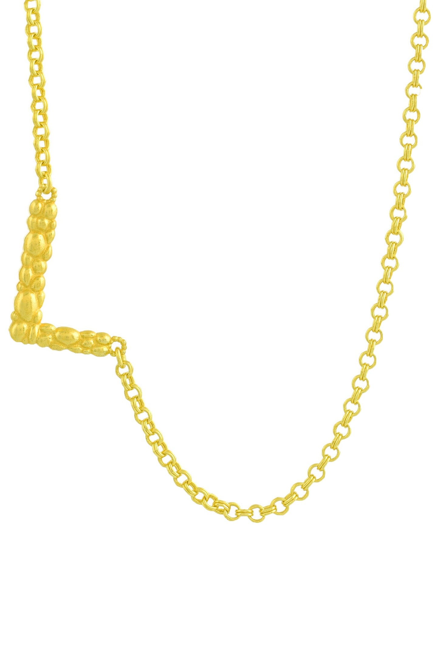 Recycled Bronze L Shaped Charm Pendant Necklace 