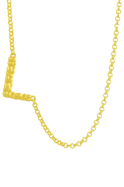 Recycled Bronze L Shaped Charm Pendant Necklace 