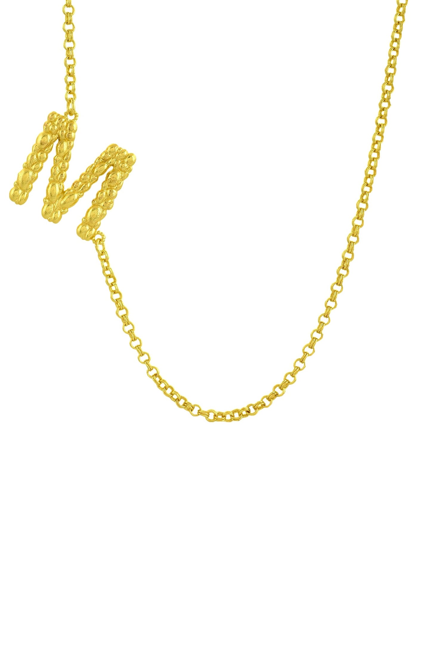 Recycled Bronze M Shaped Charm Pendant Necklace 
