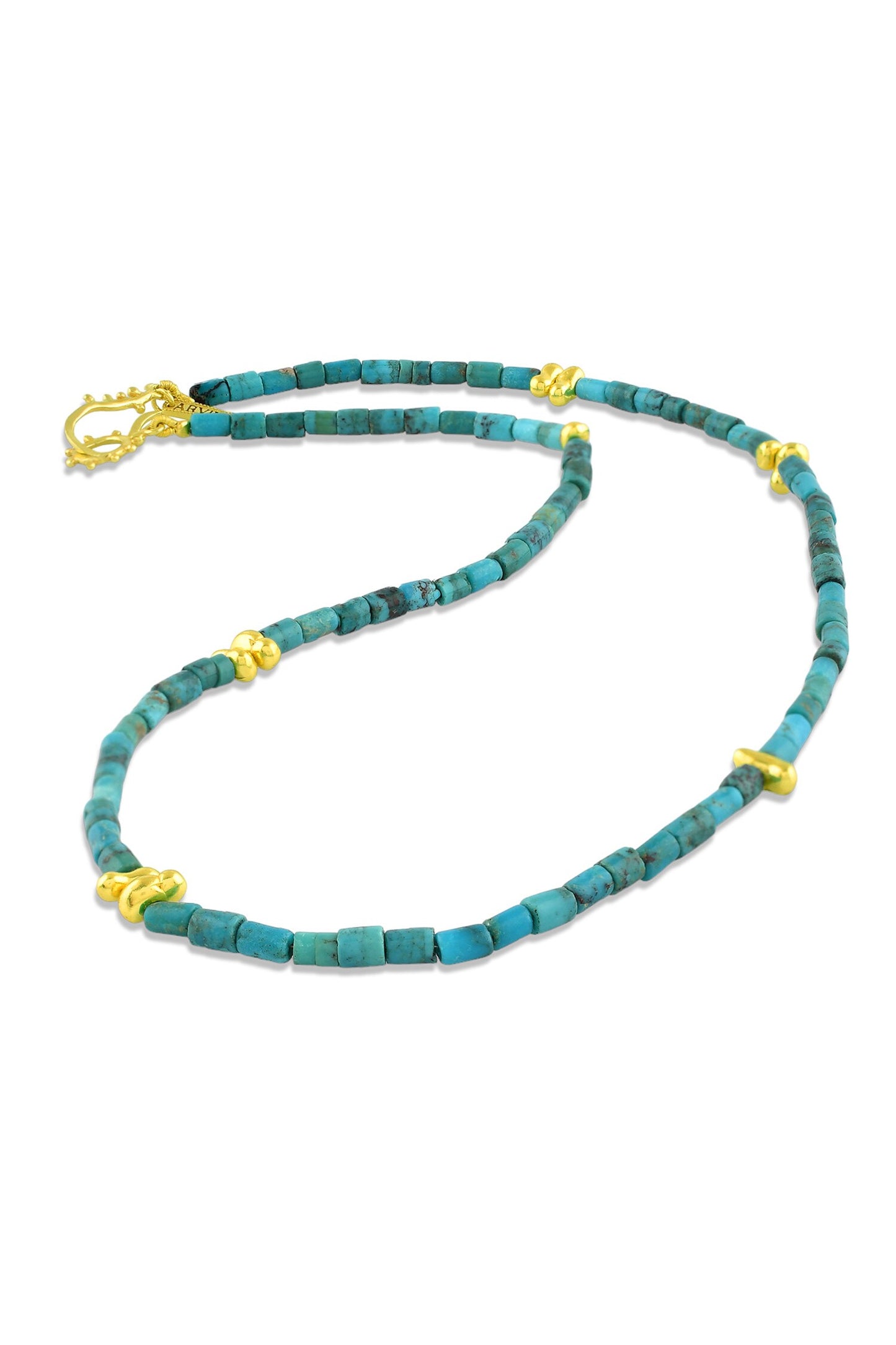 Turquoise Beaded Embellished Chain Necklace 
