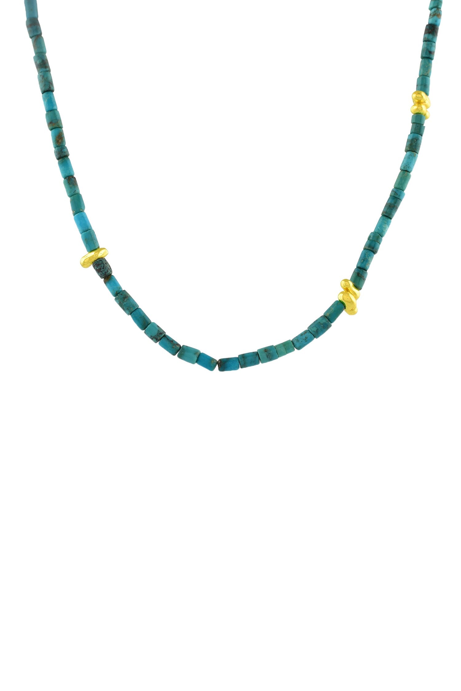 Turquoise Beaded Embellished Chain Necklace 