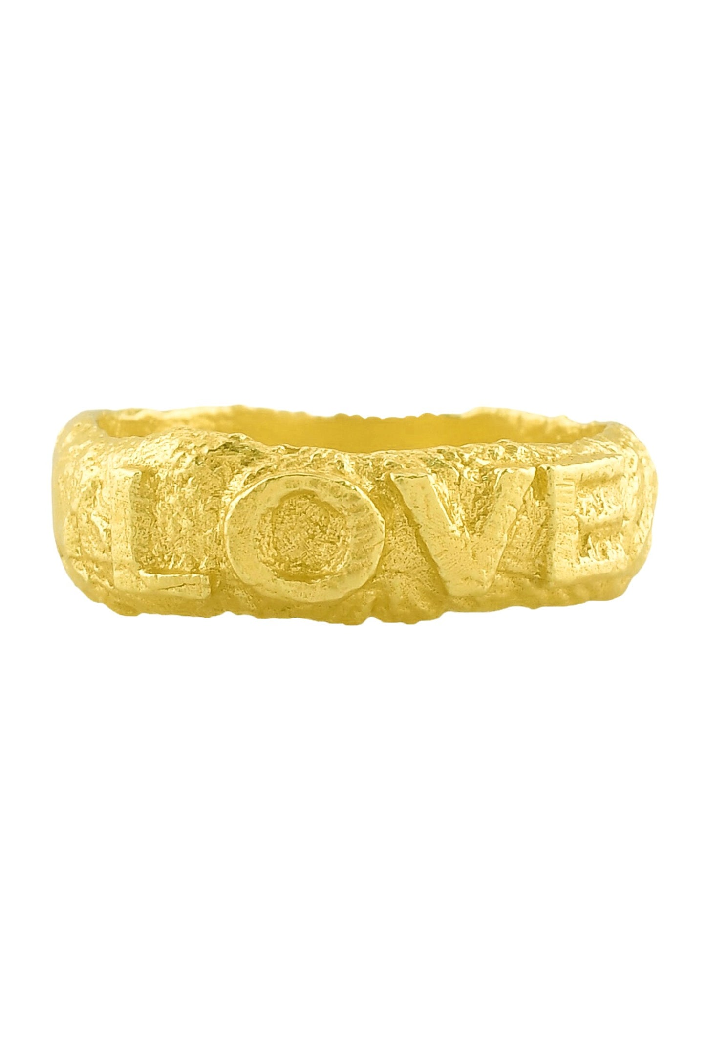 Recycled Bronze Textured Love Carved Ring 