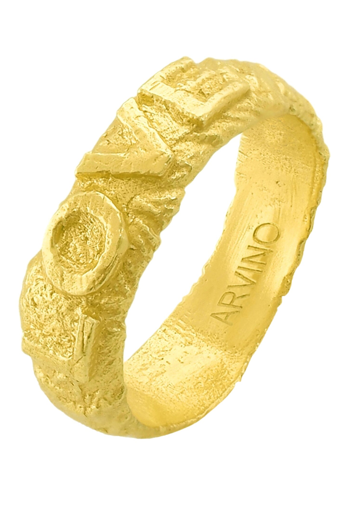 Recycled Bronze Textured Love Carved Ring 