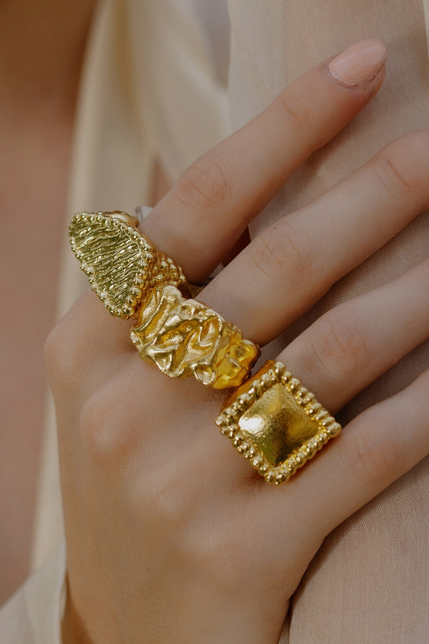 Recycled Bronze Granulated Ring 