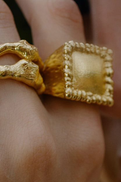Recycled Bronze Granulated Ring 