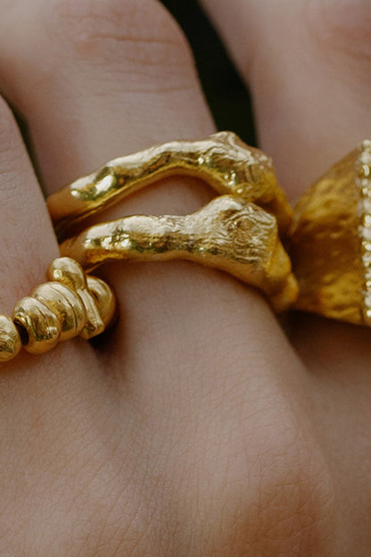 Recycled Bronze Molten Dual Band Ring 