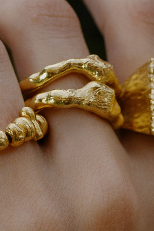 Recycled Bronze Molten Dual Band Ring 