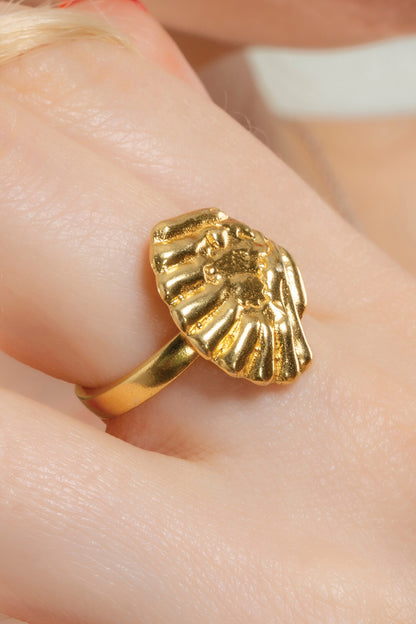 Recycled Bronze Sea Shell Carved Ring 