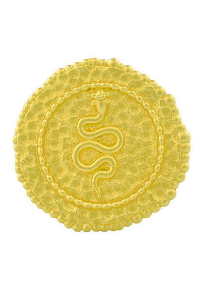 Textured Snake Carved Coin Shaped Ring 