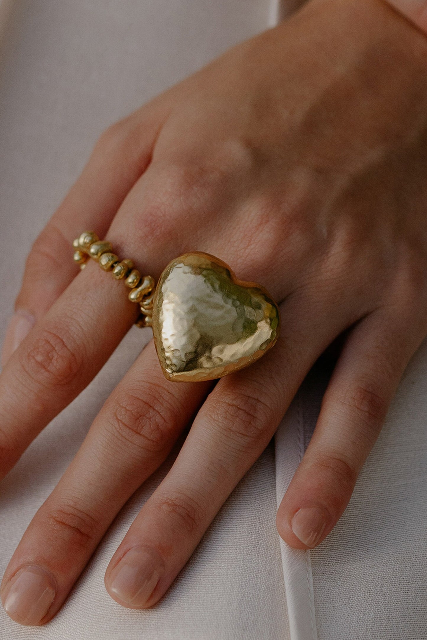Recycled Bronze Chunky Textured Heart Ring 