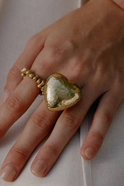 Recycled Bronze Chunky Textured Heart Ring 