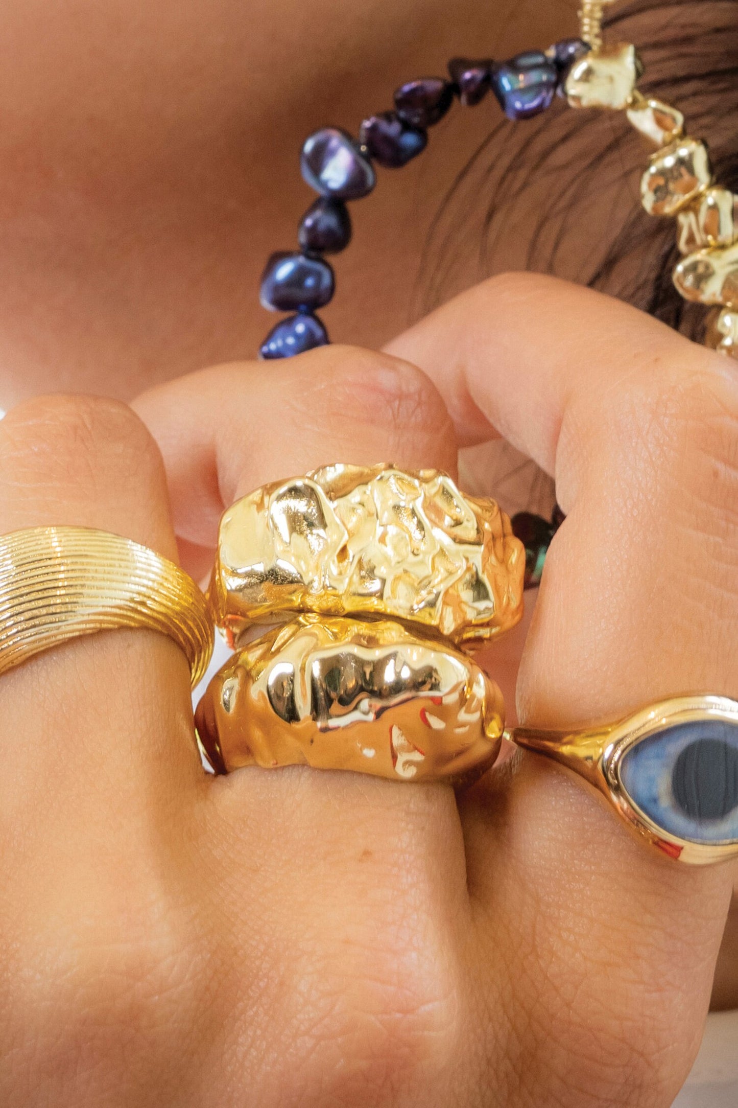 Recycled Bronze Textured Foil Ring 