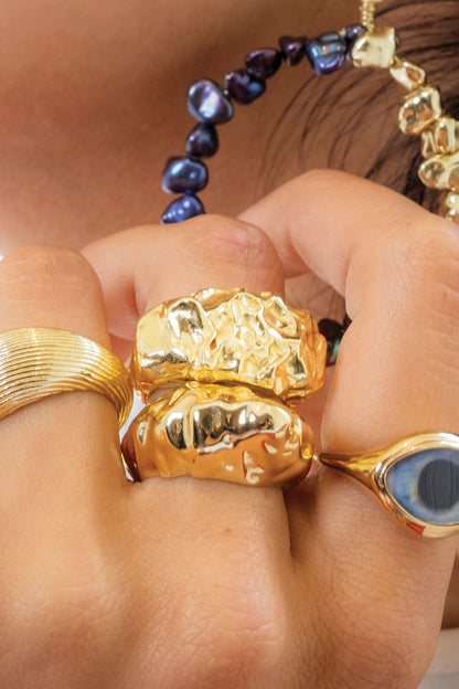 Recycled Bronze Textured Foil Ring 
