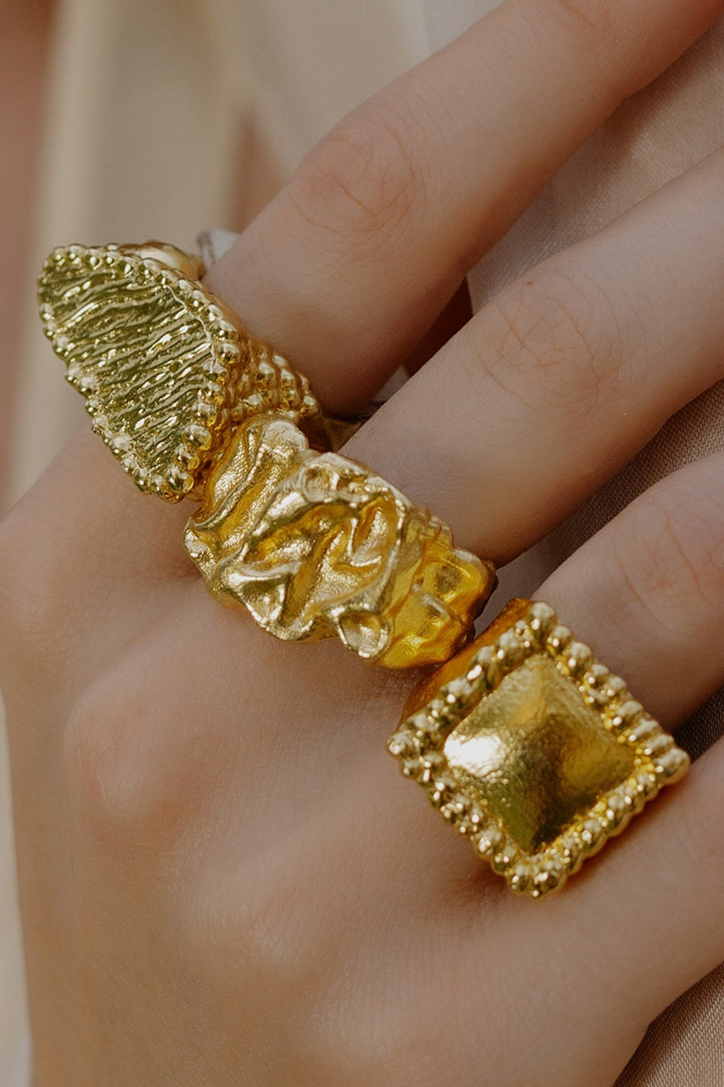Recycled Bronze Mountain Carved Ring 