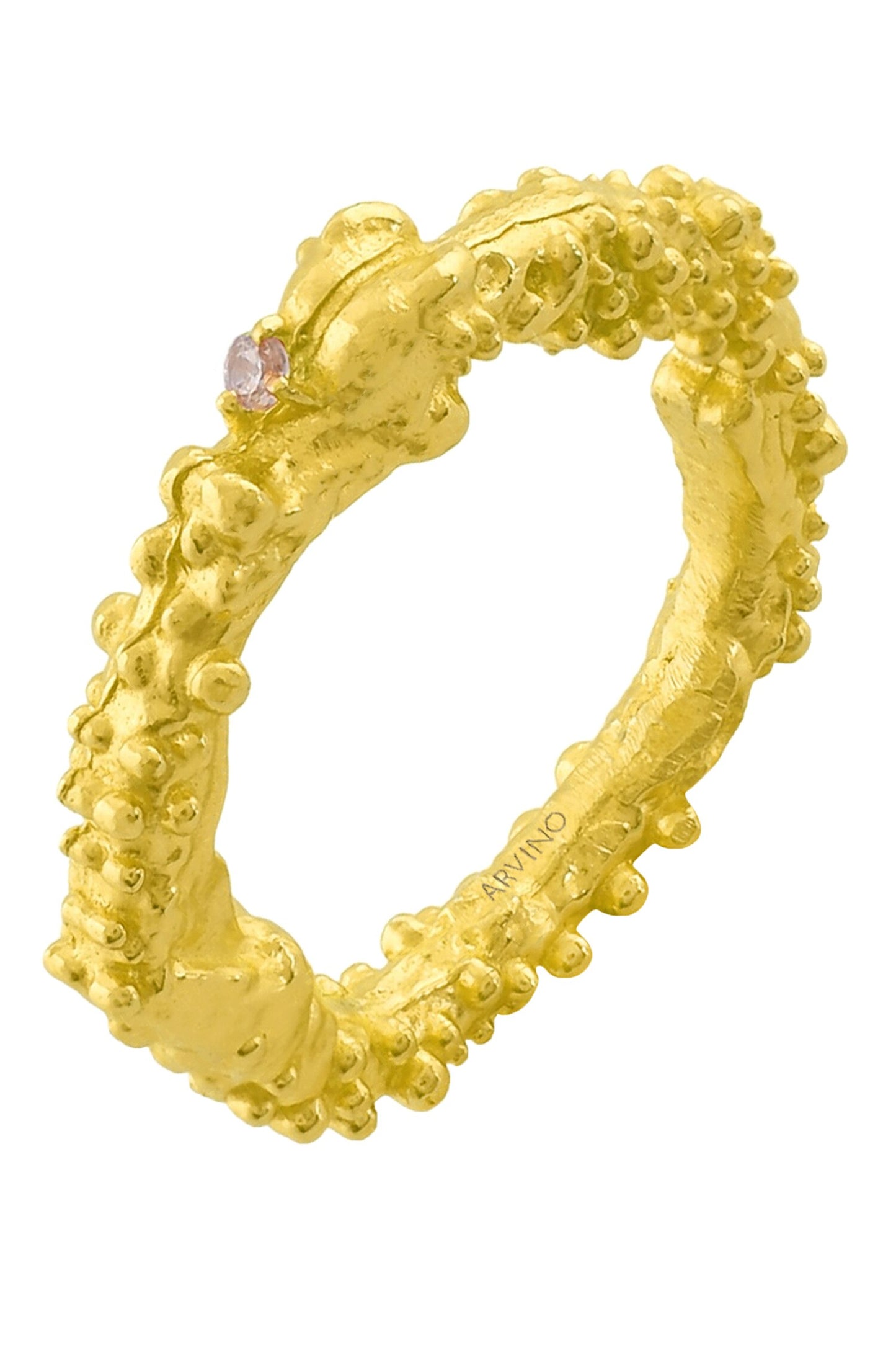 Stone Embellished Granulated Band Ring 