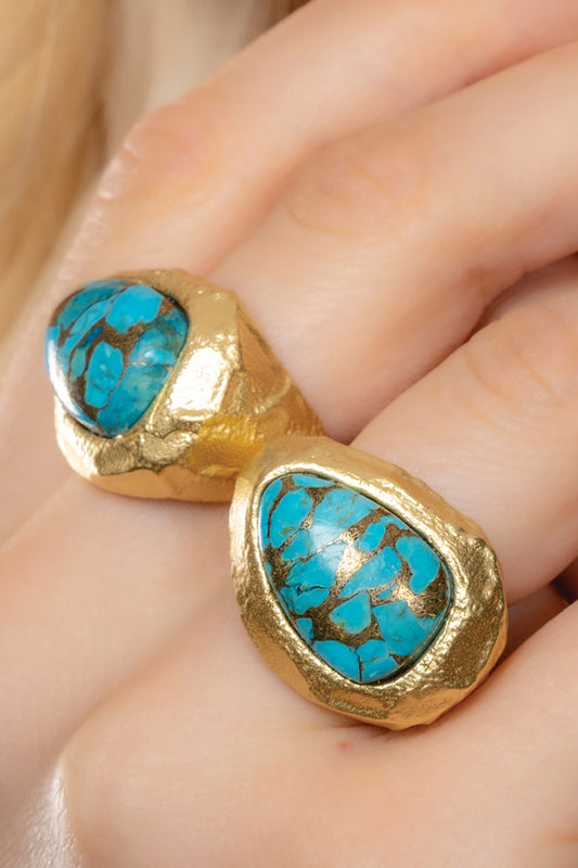 Turquoise Beaded Embellished Ring 
