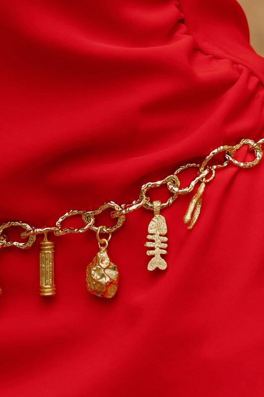 Vintage Textured Wishbone Charm 