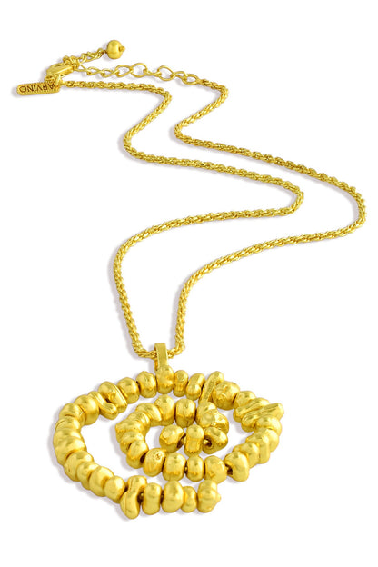 Molten Beaded Spiral Pendant Necklace 