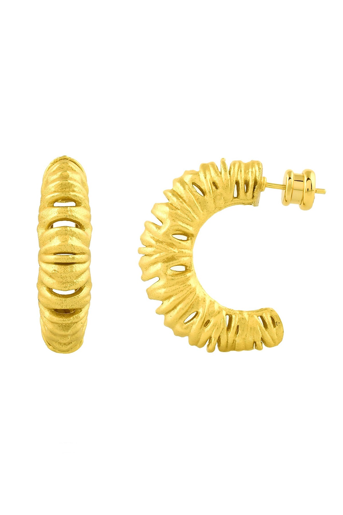 Squiggle Textured Half Hoops 