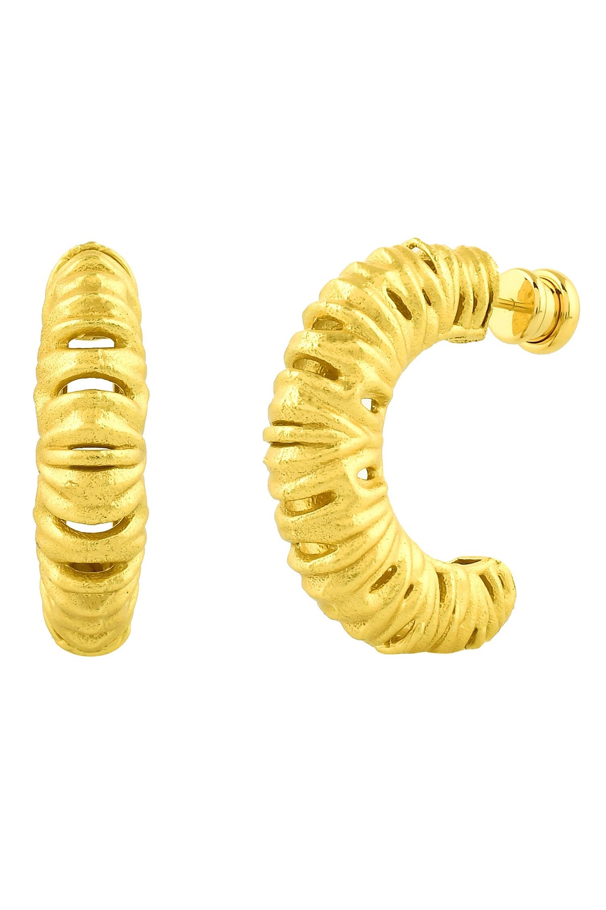 Squiggle Textured Half Hoops 