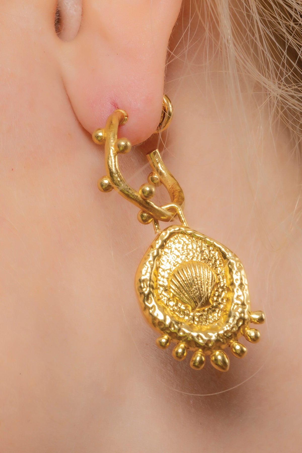 Textured Wavy Shell Hoops 